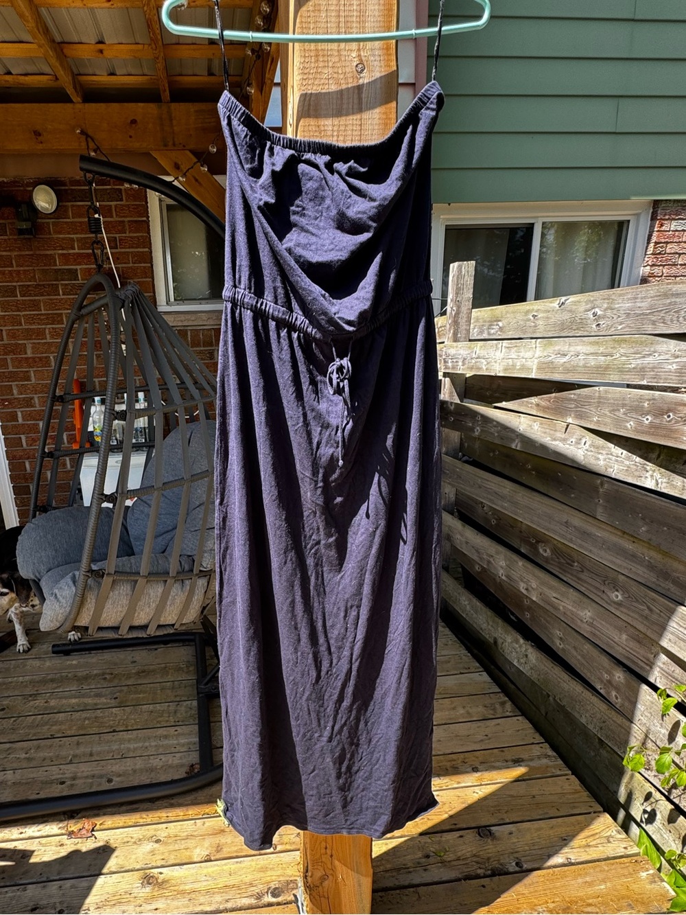 Theory navy blue strapless jersey maxi dress